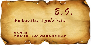 Berkovits Ignácia névjegykártya